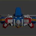 Vibrant Mecha Robot Character Featuring Blue Red Yellow White Armor And Mechanical Wings