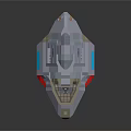 Futuristic White Spaceship 3D Model With Transparent Cockpit Blue Red Accents