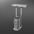 Silver Stainless Steel Kitchen Utensil Holder With Long Handle And Perforated Design 3d model