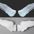 Stylish 3D Angel Wings Wall Decor with Pastel Gradient and White Design