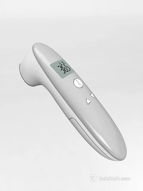 White Non Contact Medical Thermometer With Digital Display For Temperature Measurement 3d model 