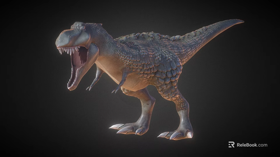Realistic Tyrannosaurus Rex Dinosaur 3D Model With Open Mouth And Scaled Skin 3d model 