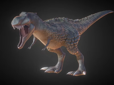 Realistic Tyrannosaurus Rex Dinosaur 3D Model With Open Mouth And Scaled Skin 3d model