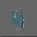 Blue Leather Handbag With Diamond Quilted Pattern And Golden Charm Top Handle