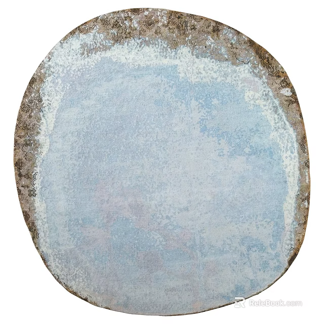 Light Blue Square Carpet With Distressed Edges And Textured Surface For Home Decor 3d model 