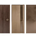 Modern Interior Hinged Doors With Wooden Texture And Diverse Handle Designs 3d model