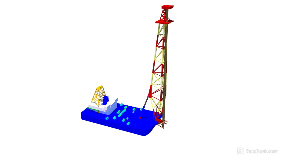 Offshore Drilling Platform Structure Featuring Tower and Marine Base Components 3d model 