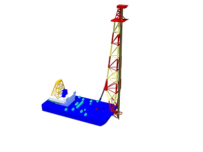 Offshore Drilling Platform Structure Featuring Tower and Marine Base Components 3d model