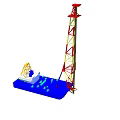 Offshore Drilling Platform Structure Featuring Tower and Marine Base Components