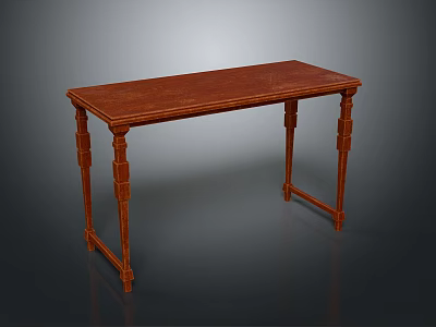 Elegant Wooden Rectangular Table With Intricate Carved Legs And Classic Design 3d model