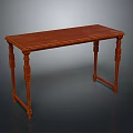 Elegant Wooden Rectangular Table With Intricate Carved Legs And Classic Design 3d model