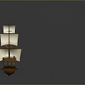 Vintage Wooden Sailing Ship Model with Multiple White Sails and British Flag Decoration
