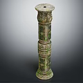Ancient Ornate Stone Column With Carved Floral Patterns And Layered Design 3d model