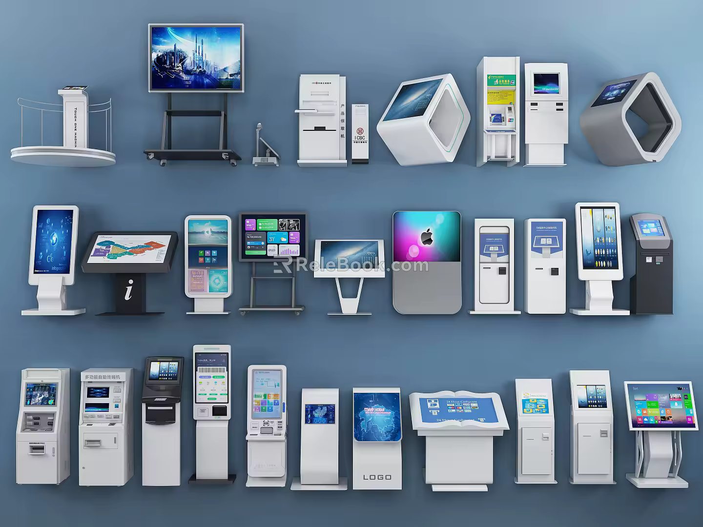 Touch and touch all-in-one machine guide video screen guide screen inquiry machine registration ticket withdrawal number ATM all-in-one machine 3d model