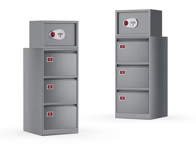 Gray Metal Tool Cabinets With Multiple Drawers And Locking Features For Hardware Storage 3d model