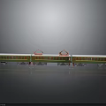 Green Model Train With Red Roof Details And Multiple Carriages On Shiny Display Surface