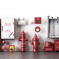 Comprehensive Fire Equipment Collection Featuring Hydrants Extinguishers Hose Cabinets Alarm Devices Axes and Shovels