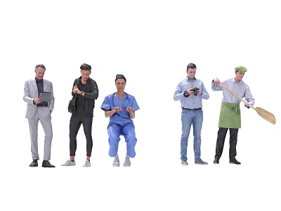 Group of Diverse People With Different Professions Standing in Casual and Formal Attire 3d model