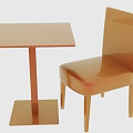 Modern Orange Square Table and Chair Set with Smooth Surface and Minimalist Design 3d model