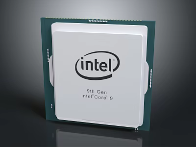 Intel 9th Gen Core i9 Processor with Green Border and White Body Design 3d model