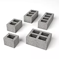 Concrete Blocks In Various Sizes As Building Components With Holes For Construction 3d model