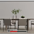 Modern Dining Table and Chair Combination Rattan Dining Table and Chair Combination 3d model