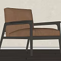 Modern Accent Chair With Leather Upholstered Seat Backrest Dark Frame And Sleek Armrests