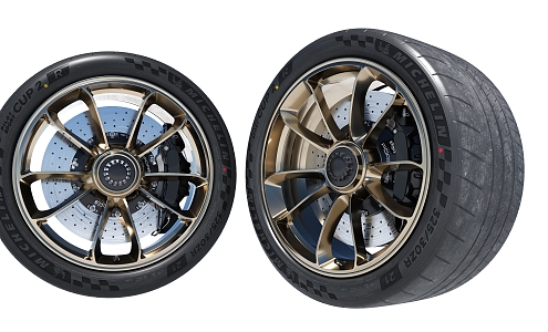 Modern style tire wheel brake disc 3d model