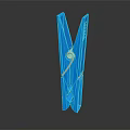 Sturdy Blue Plastic Clothespin Essential For Efficient Household Laundry Drying 3d model