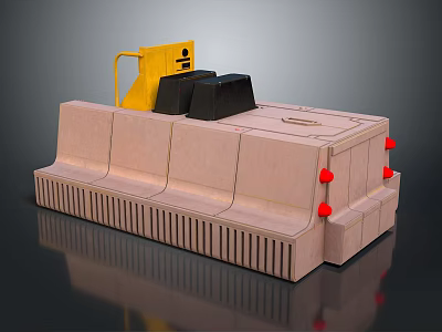 Industrial Equipment with Light Brown Main Body Yellow Control Panel Black Modules and Red Indicators 3d model
