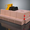 Industrial Equipment with Light Brown Main Body Yellow Control Panel Black Modules and Red Indicators
