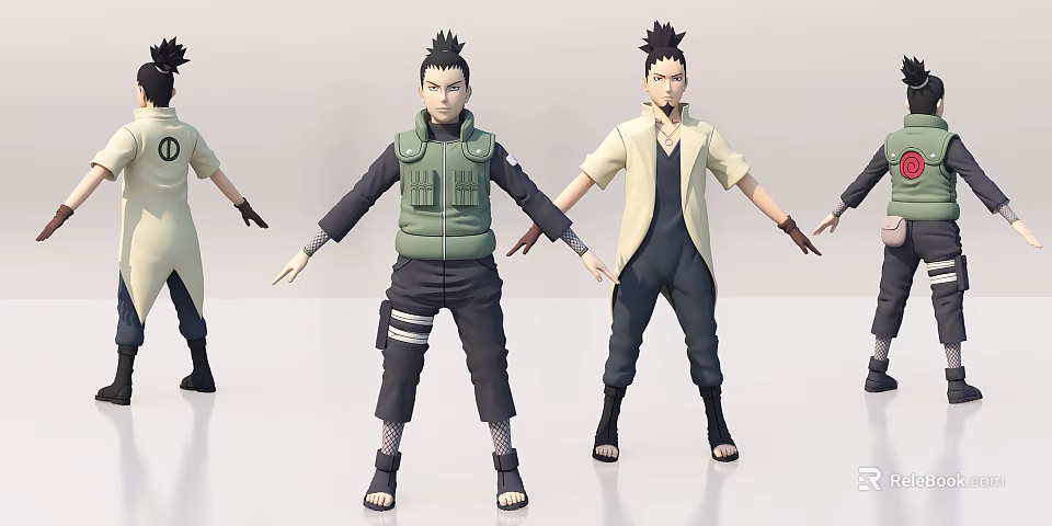 3D Anime Game And Movie Characters With Different Outfits Standing Poses 3d model 