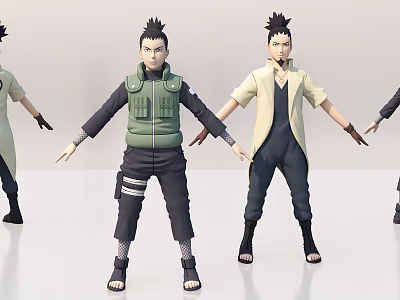 3D Anime Game And Movie Characters With Different Outfits Standing Poses 3d model