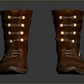 Vintage Brown Leather Boots With Metal Buckles And Lace Up Design