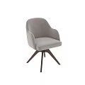 Elegant Modern Gray Velvet Accent Chair with Wooden Legs and Armrests