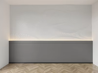 Modern Bedroom Accent Wall With Wavy Texture And Lighting 3d model