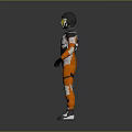 Futuristic Sci Fi Character and Alien Creature in Orange Black Armor Costume Design 3d model