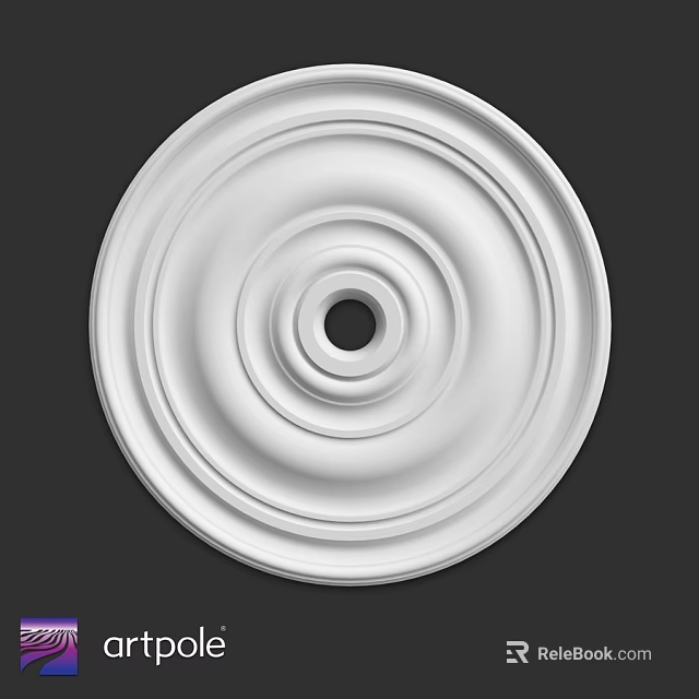 White Circular Decorative Component With Concentric Rings For Ceiling Design 3d model 