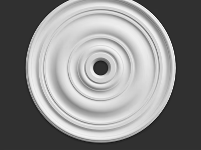 White Circular Decorative Component With Concentric Rings For Ceiling Design 3d model
