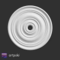 White Circular Decorative Component With Concentric Rings For Ceiling Design