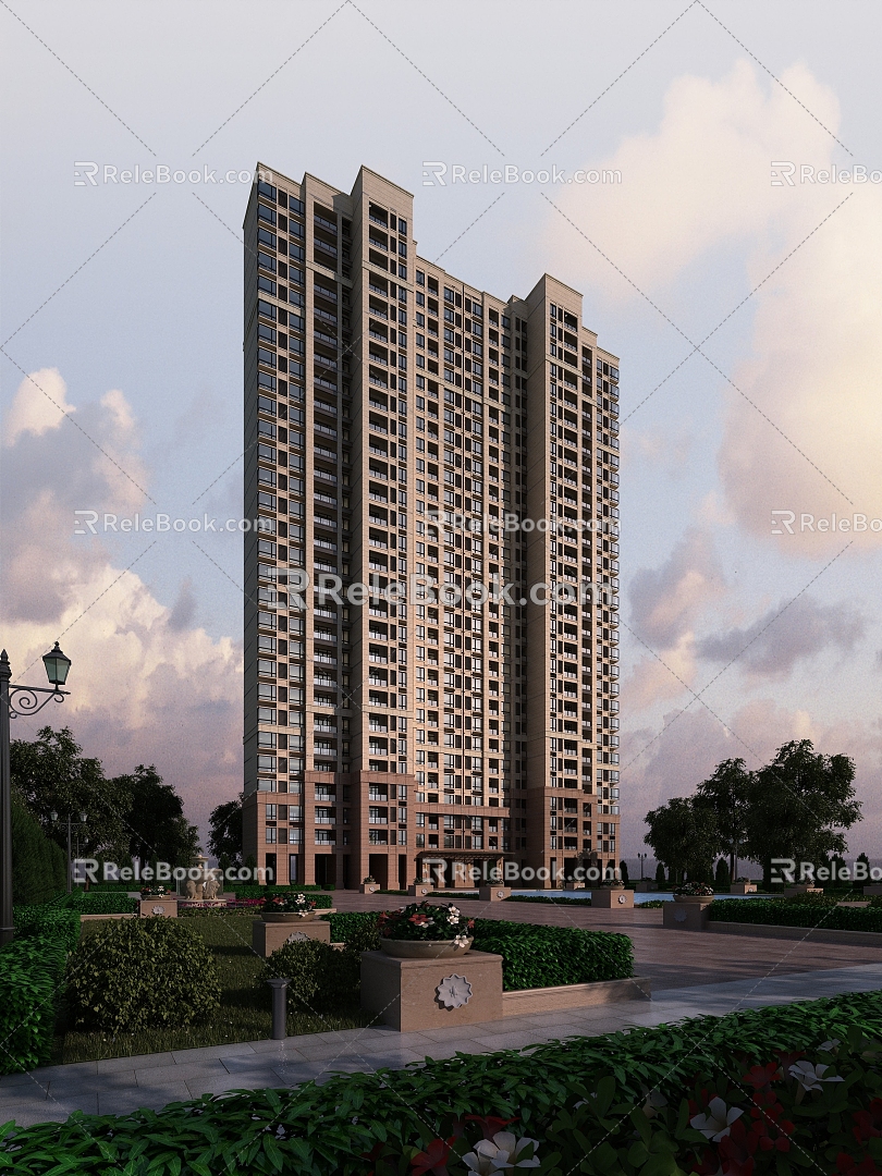 Modern Residential Building 3d model