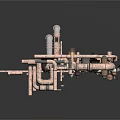 Industrial Mechanical Equipment with Metal Pipes Valves and Connectors