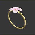 Gold Floral Ring With Pink Flower And Central Pink Detail Fashionable Accessory