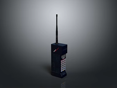 Vintage Electronic Device Classic Mobile Phone With Long Antenna And Keypad Panel 3d model