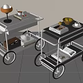 Modern Side Carts With Wheels Fruit Bowl Books And Table Lamp For Home Decor