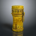 Vintage Brass Weapon Cylindrical Design With Handle And Decorative Holes