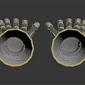 Medieval Armor Gauntlets With Ornate Design Gold Trim And Intricate Patterns