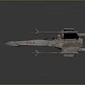 Vintage Weathered Starfighter Model With Red Markings Multiple Engines And Wings