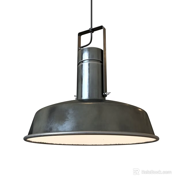 Industrial Metal Pendant Light with Large Dome Shade Vintage Hanging Lighting Fixture 3d model 