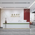 Modern Architectural Design Front Reception Desk With Marble Wall And Office Interior